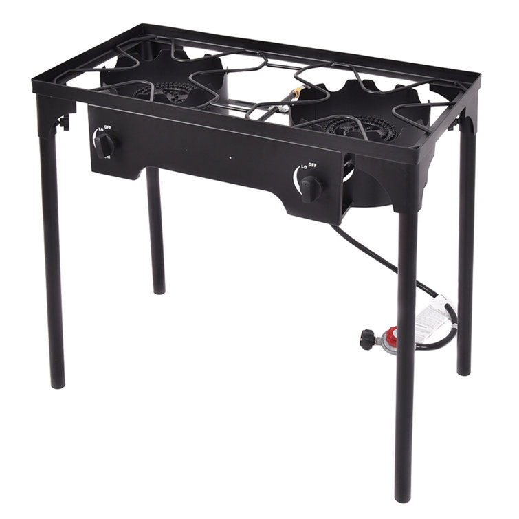 Topbuy Black Cast Iron 2-Burner Portable Propane Gas Grill