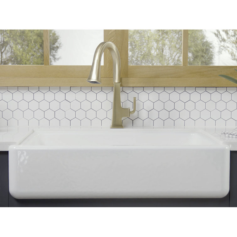 Vibrant Brushed Moderne Brass Pull-Down Kitchen Faucet