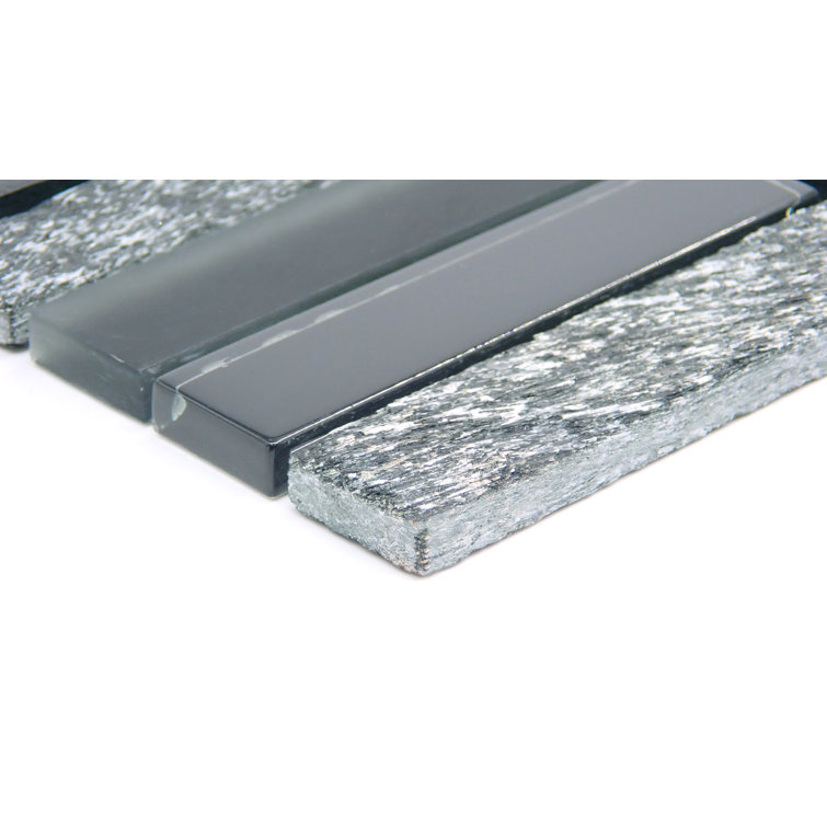 Shimmer Black and Gray Mixed Material Mosaic Tile