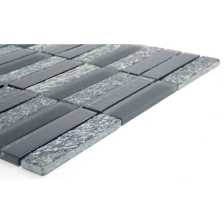 Shimmer Black and Gray Mixed Material Mosaic Tile