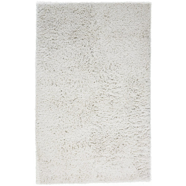 Ivory Hand-Tufted Cotton and Synthetic Shag Rug, 10' x 14'