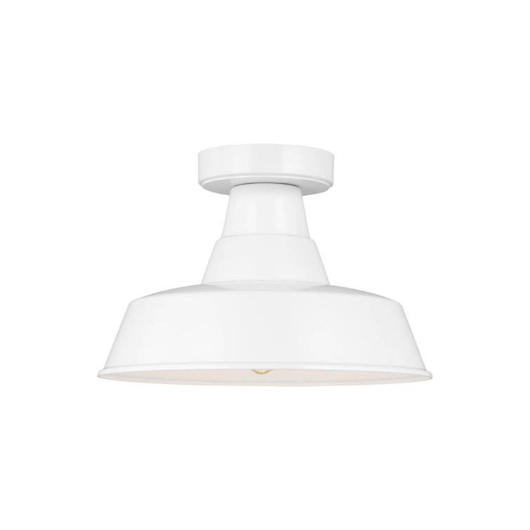 White Aluminum 12" Drum Outdoor Flush Mount Light