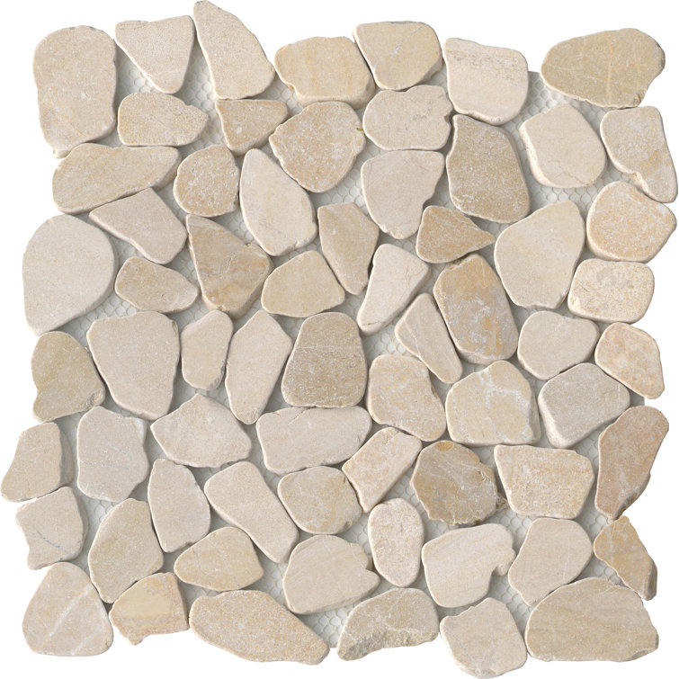 Beige Pebble Stone 12x12 Mosaic Tile with Wavy Edge