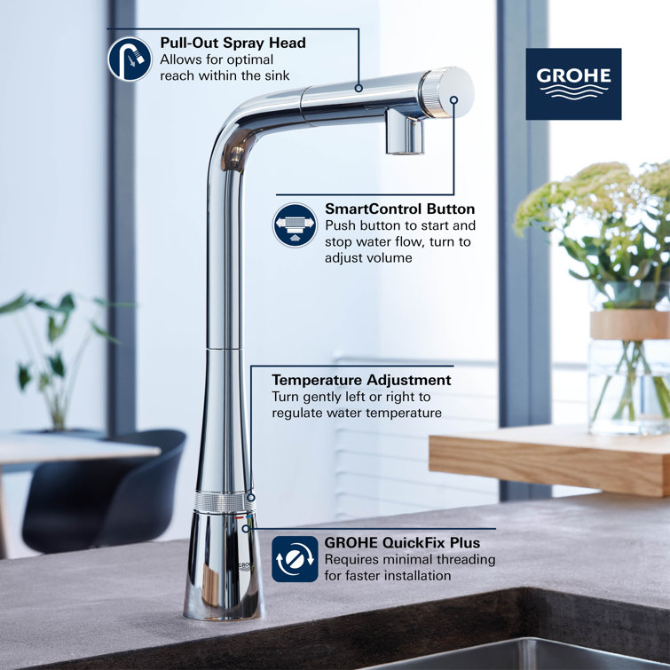 Grohe Zedra Chrome Pull-Out Spray Kitchen Faucet