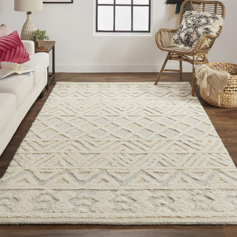 Handmade Blue Geometric Wool 12' x 15' Area Rug