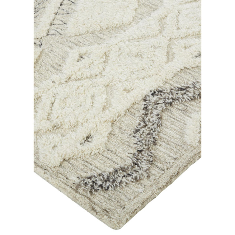 Anica Ivory and Gray Geometric Wool Area Rug