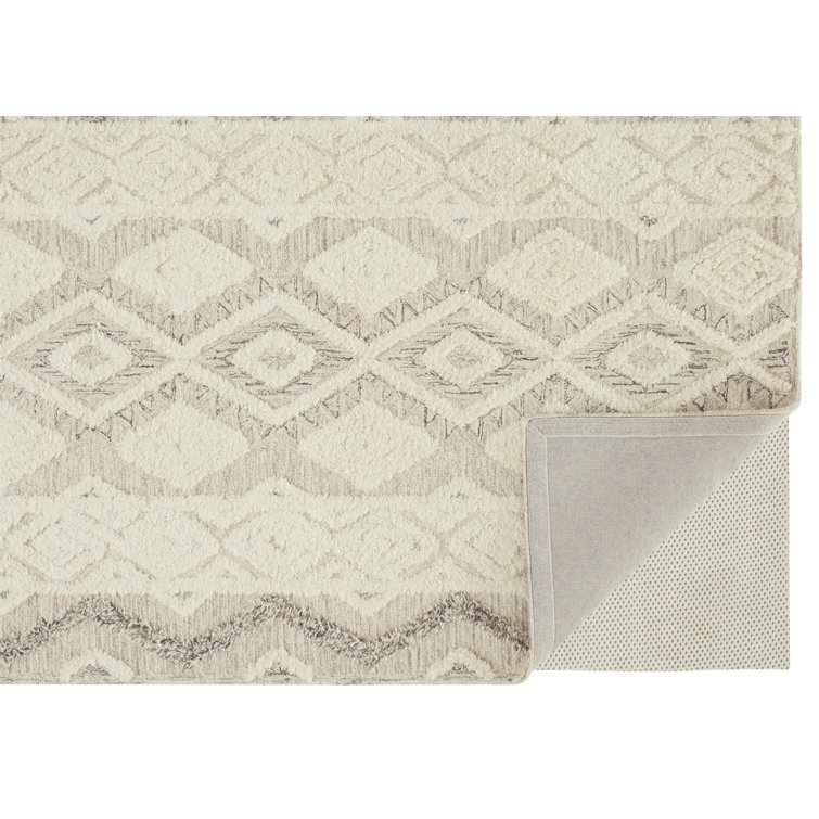 Anica Ivory and Gray Geometric Wool Area Rug