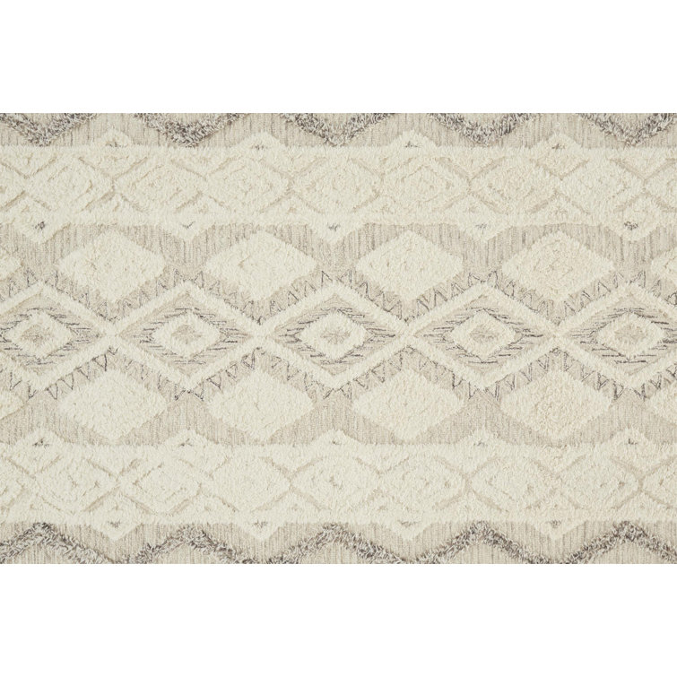 Anica Ivory and Gray Geometric Wool Area Rug