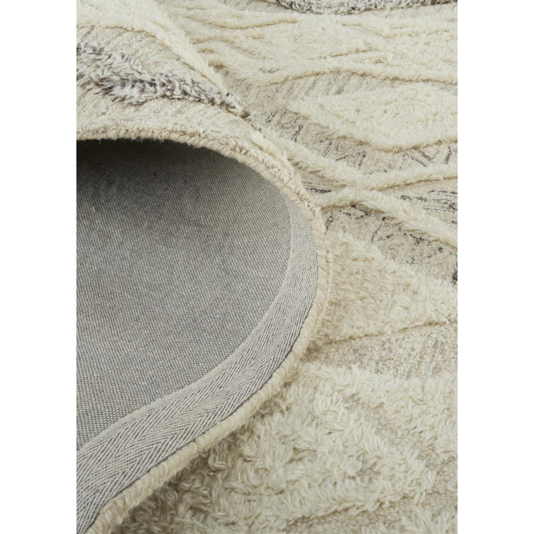 Anica Ivory and Gray Geometric Wool Area Rug