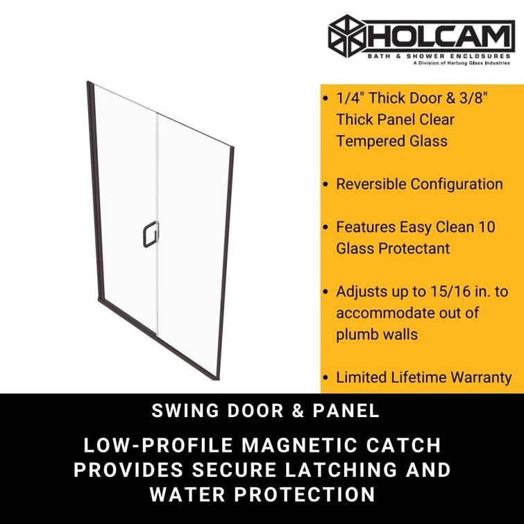 Distinctive Elite 47" Brushed Nickel Semi-Frameless Hinged Shower Door