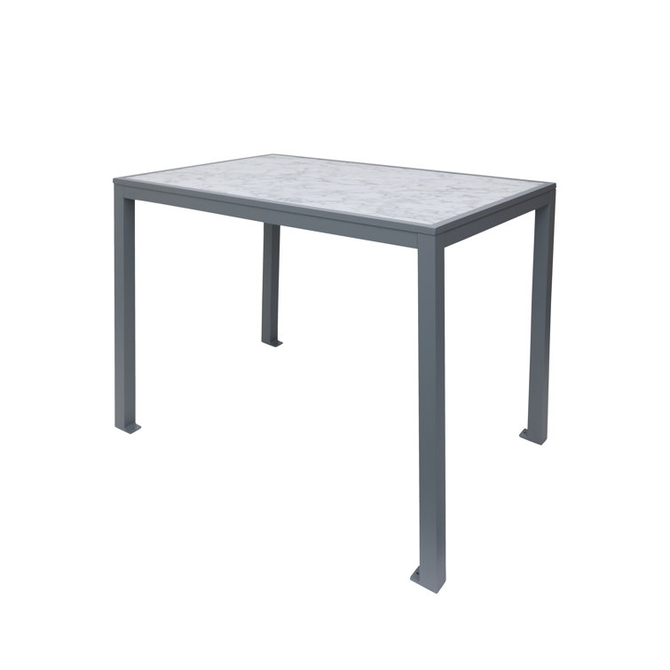 Gray Faux Marble Rectangular Dining Table with Powder-Coated Aluminum Legs