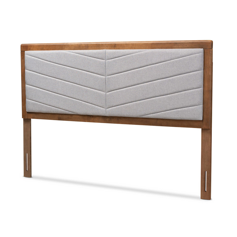 Light Grey and Walnut Brown Tufted Upholstered Queen Headboard
