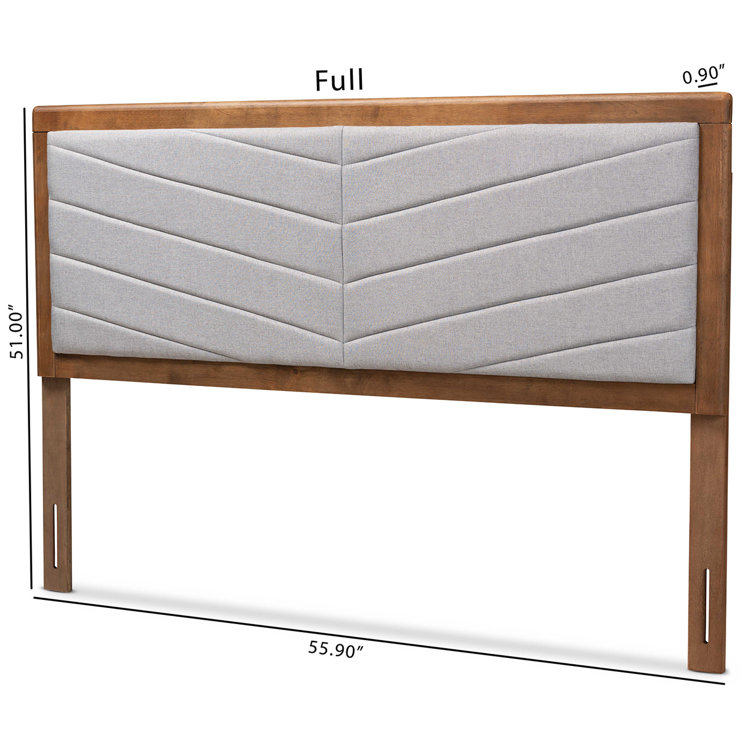 Light Grey and Walnut Brown Tufted Upholstered Queen Headboard