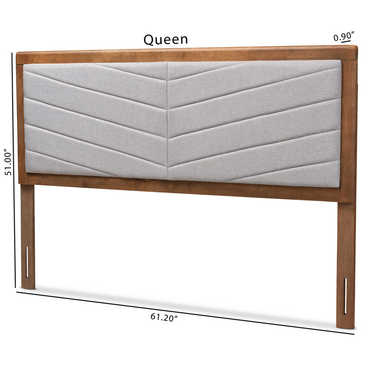 Light Grey and Walnut Brown Tufted Upholstered Queen Headboard