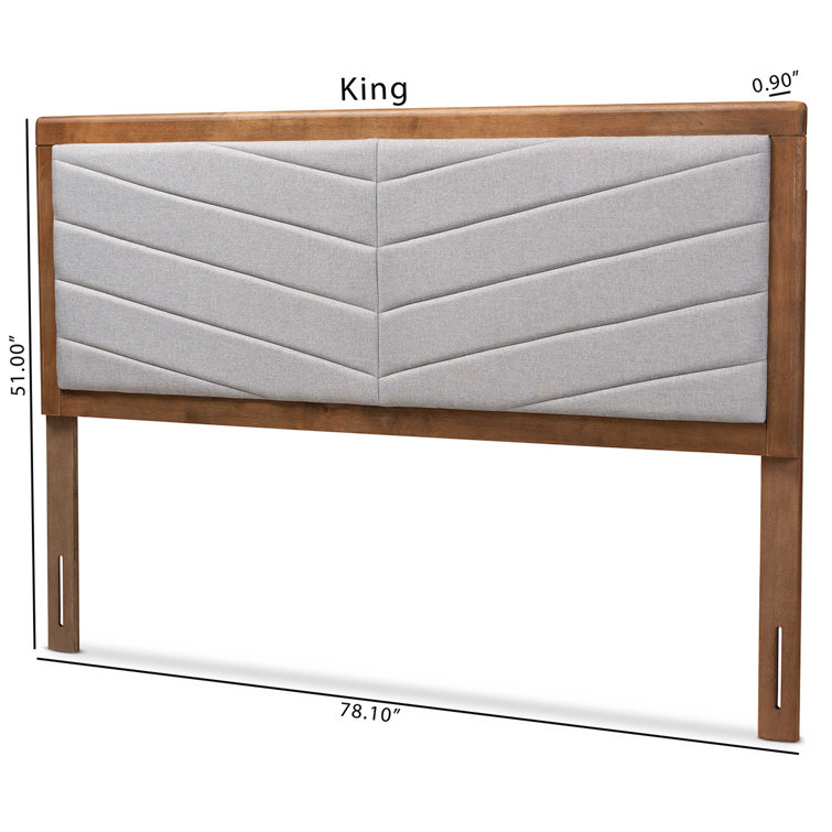 Light Grey and Walnut Brown Tufted Upholstered Queen Headboard