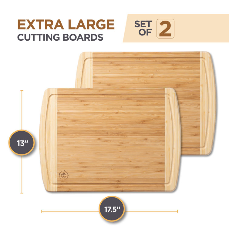 Extra Wide Bamboo Wood Cutting Board Set with Juice Groove