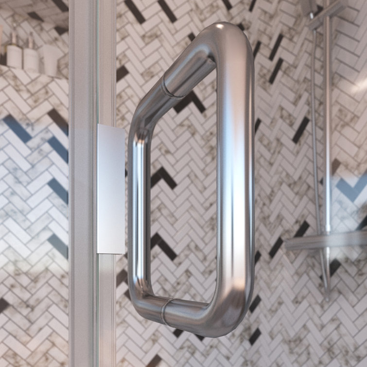 Elite Chrome Semi-Frameless Pivot Shower Door with Clear Glass