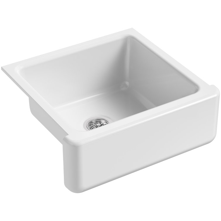 White Cast Iron Farmhouse Single-Bowl Kitchen Sink