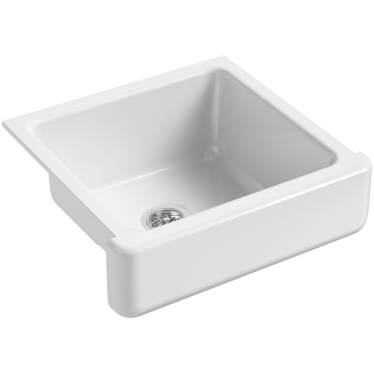 White 24-Inch Cast Iron Farmhouse Single Bowl Kitchen Sink