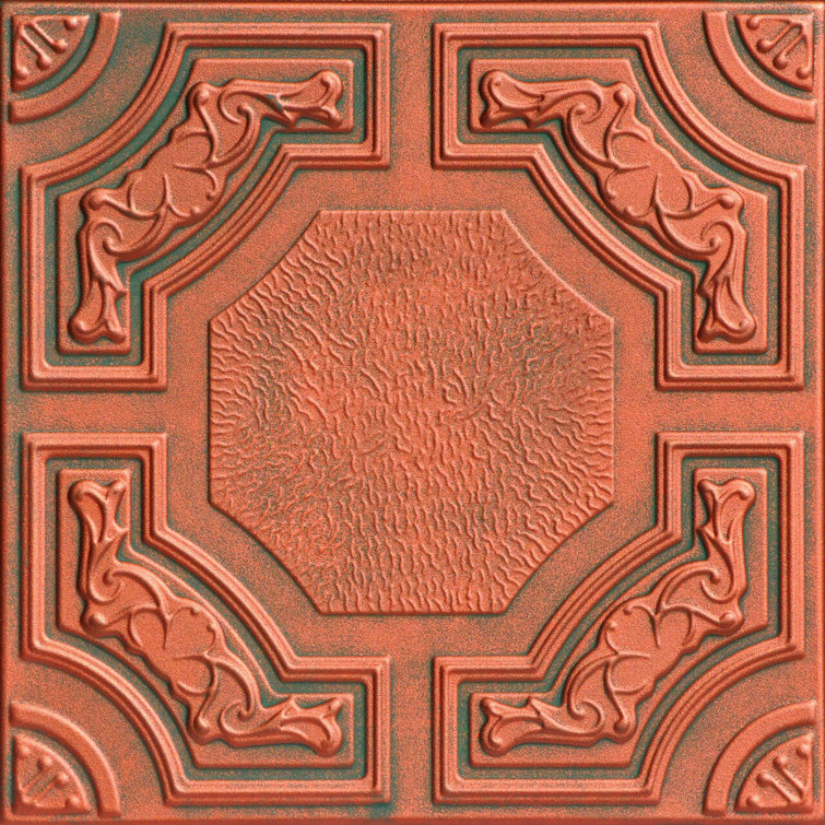 Copper Patina Faux Tin Glue-Up Ceiling Tile Set