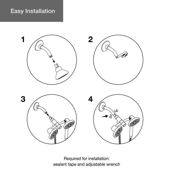 Awaken Brushed Nickel Multifunction Handheld Shower Combo Kit