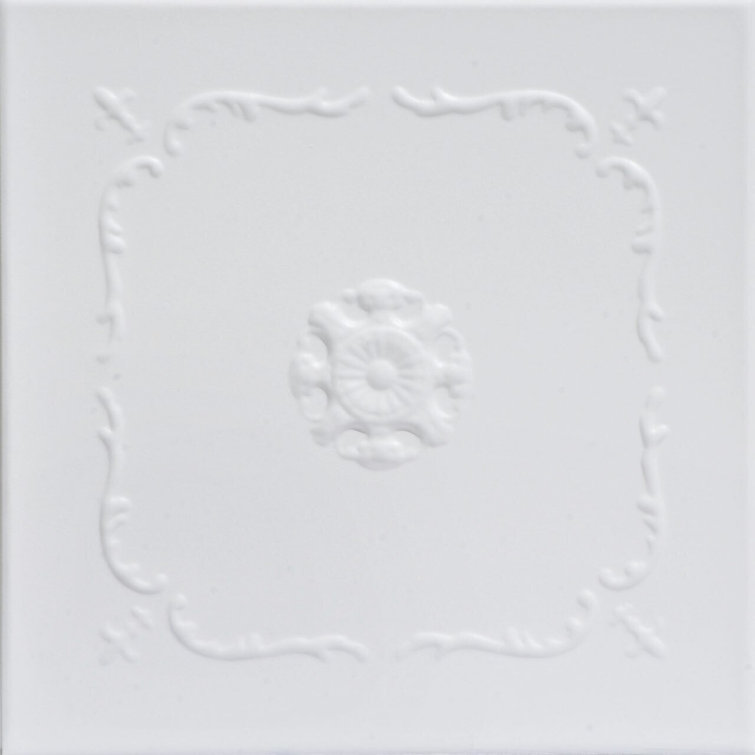 Ultra Pure White Faux Tin Glue-Up Ceiling Tile