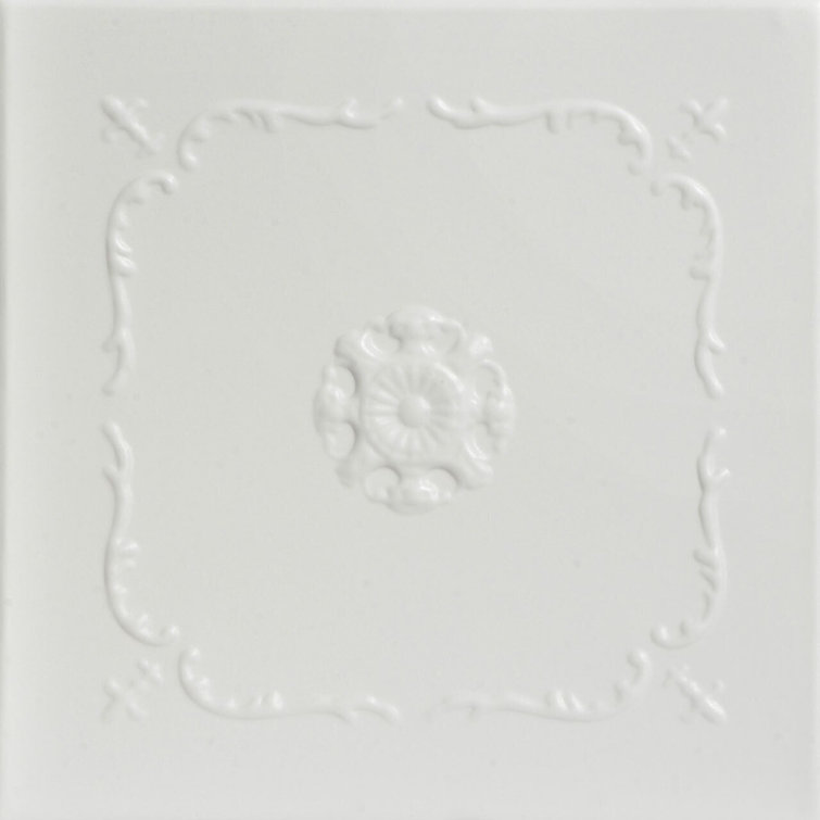 Dove White Faux Tin Glue-Up Ceiling Tile, 2 x 2 ft