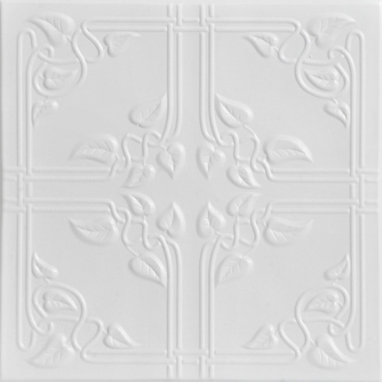White Heron Faux Tin Glue-Up Ceiling Tile, 2 x 2 ft