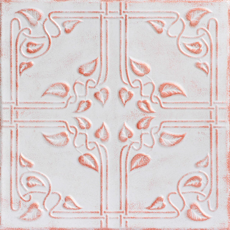White Washed Copper Faux Tin Glue-Up Ceiling Tile