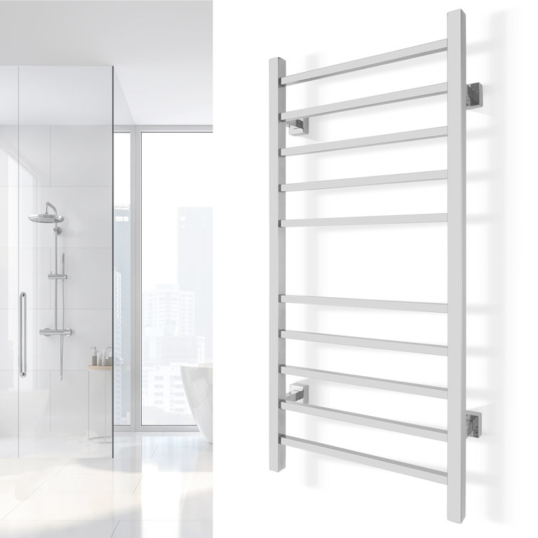 Polished Stainless Steel Wall-Mounted 10-Bar Towel Warmer