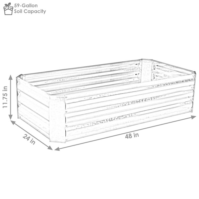 Woodgrain Galvanized Steel Raised Garden Beds, 48" x 24" x 11.75"