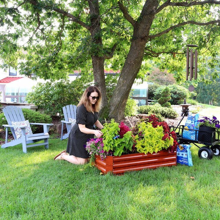 Woodgrain Galvanized Steel Raised Garden Beds, 48" x 24" x 11.75"