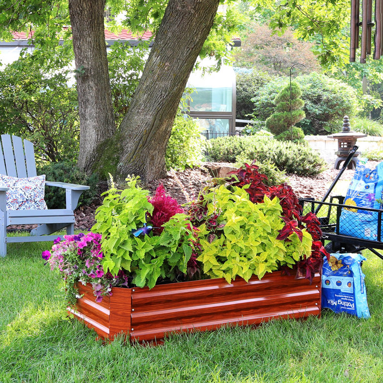 Woodgrain Galvanized Steel Raised Garden Beds, 48" x 24" x 11.75"