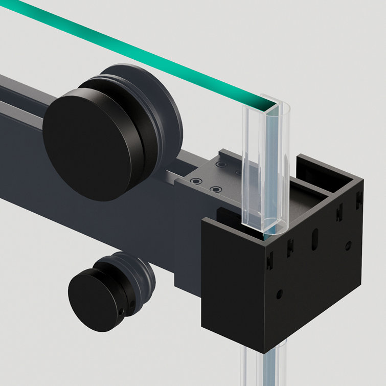 Luna Matte Black Frameless Sliding Tub Door with Clear Glass