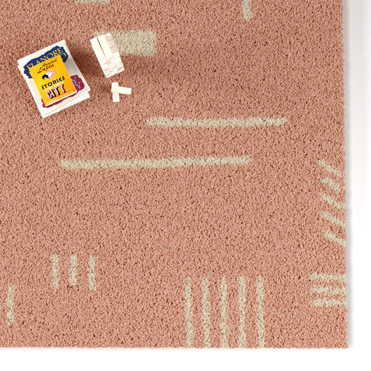 Sherpa Cozy Kids' Geometric Shag Area Rug, Pink 4' x 6'