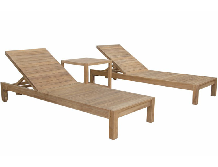 South Bay Glenmore Teak 3-Piece Outdoor Chaise Lounge Set