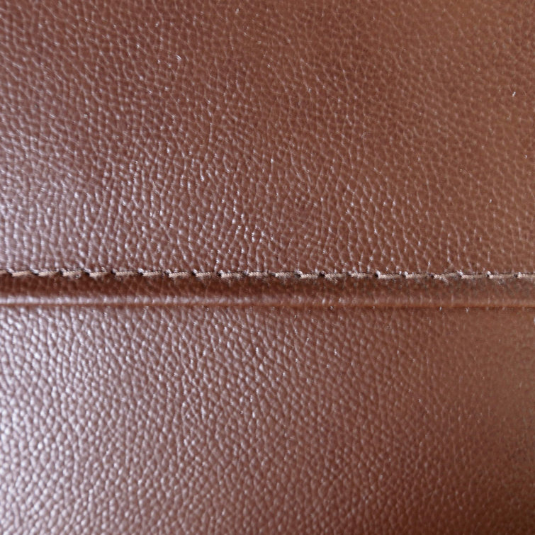 Chestnut Brown Tufted Leather Sofa with Pillow-Top Arms