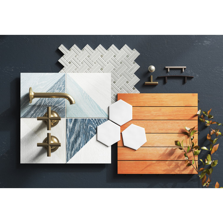 White Hexagon Porcelain Mosaic Tile Sheet