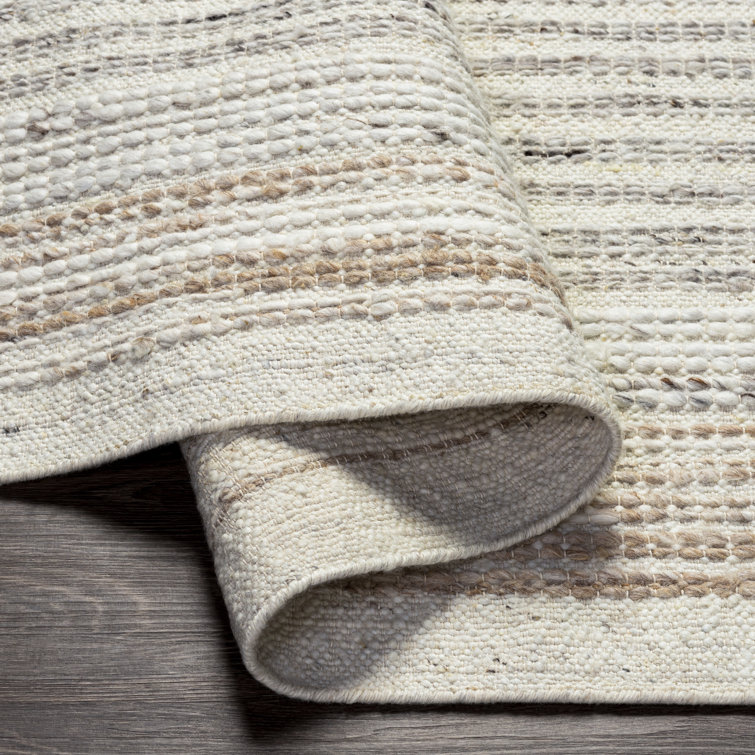 Handmade Gray and Beige Wool Flat Woven Rug 2' x 3'