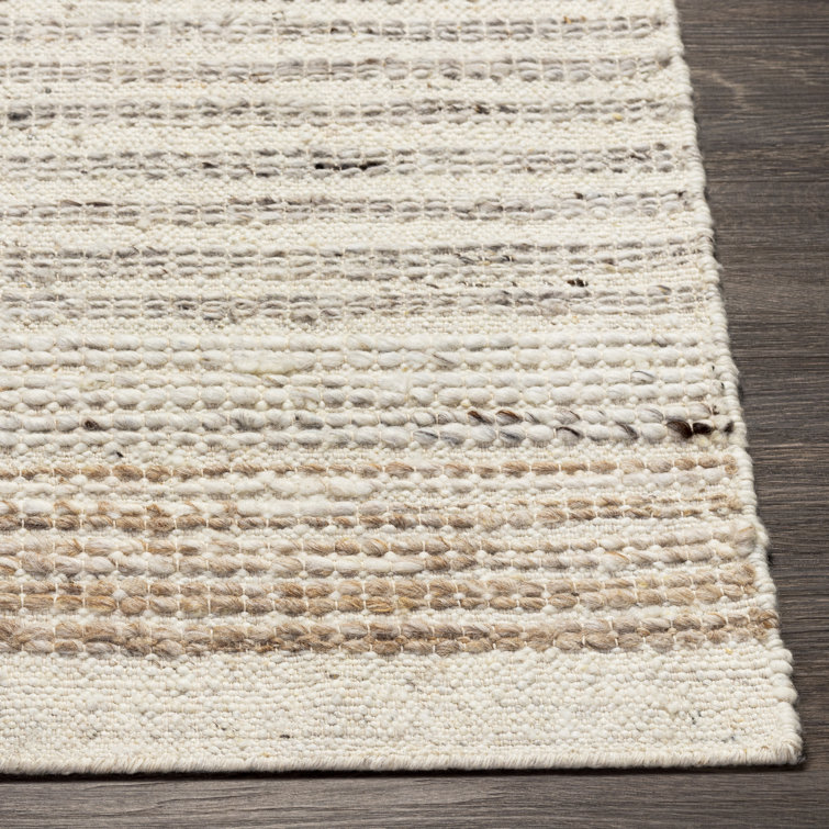 Handmade Gray and Beige Wool Flat Woven Rug 2' x 3'