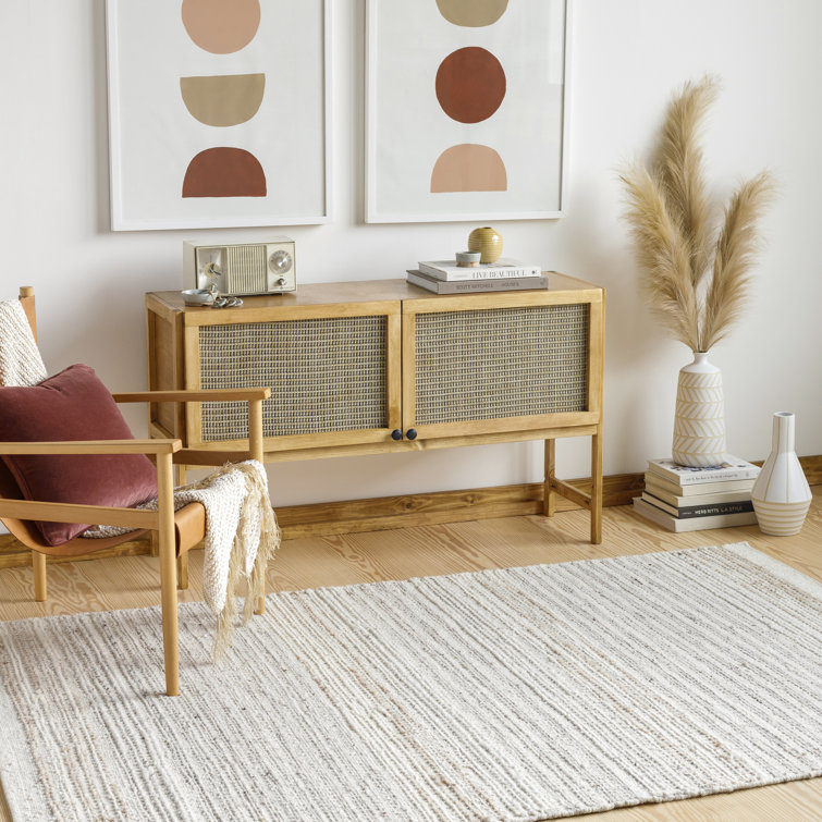 Handmade Gray and Beige Wool Flat Woven Rug 2' x 3'