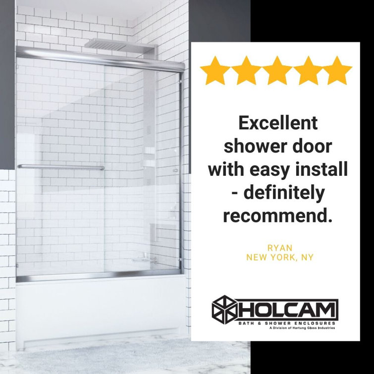 Distinctive 60" Chrome Semi-Frameless Sliding Tub Door with Clear Glass
