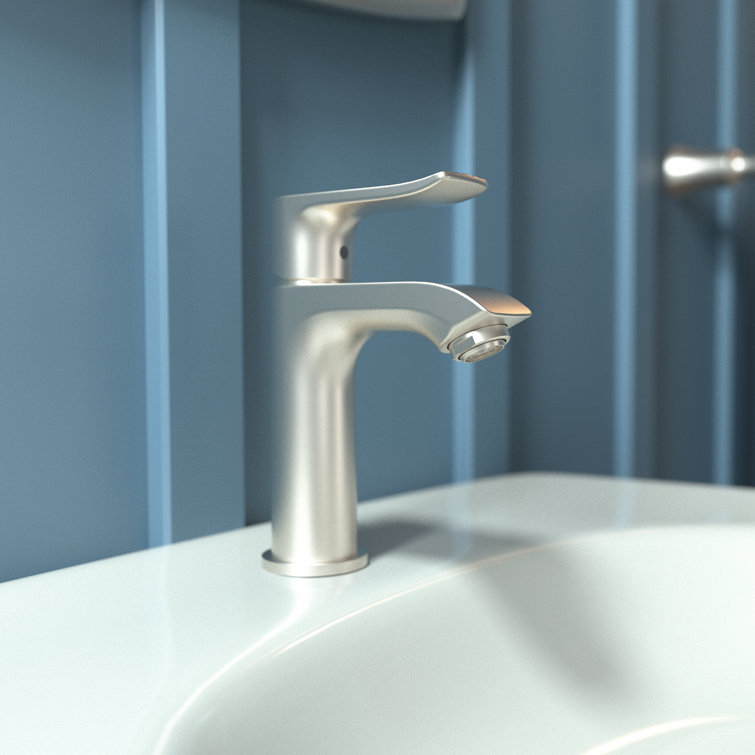 Brushed Nickel Modern Single Hole Bathroom Faucet