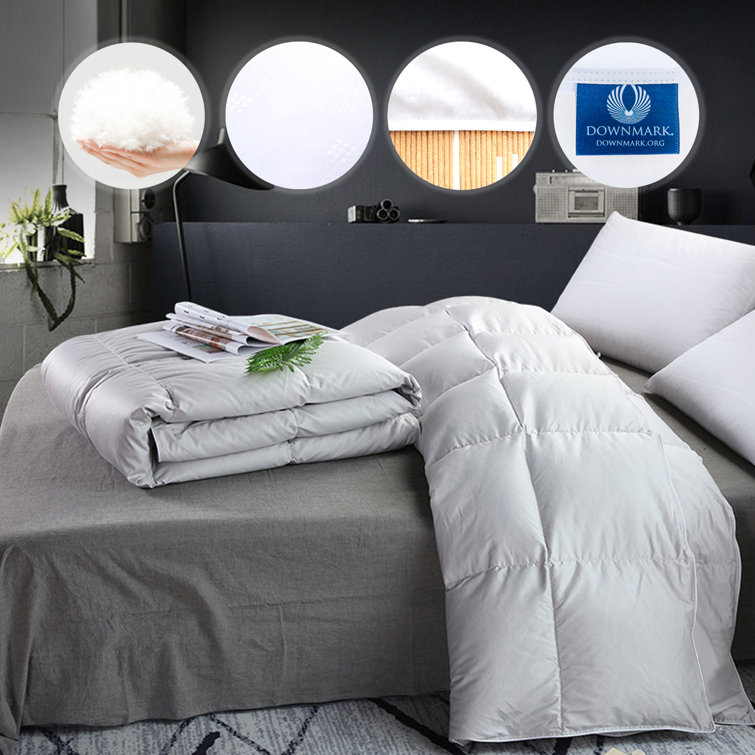 Queen White Duck Down Summer Comforter with Cotton Casing