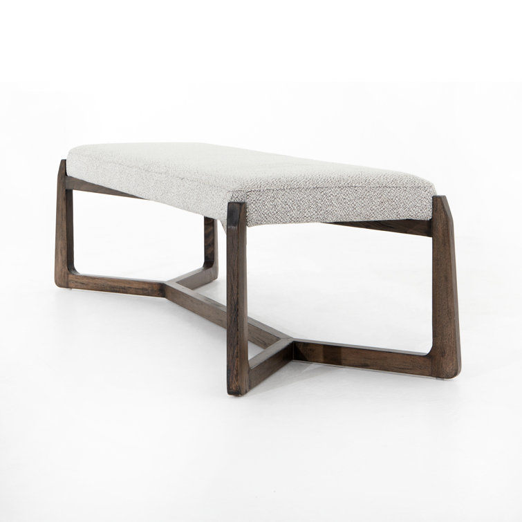 Brunswick Pebble 63.5" Modern Beechwood and Leather Bench