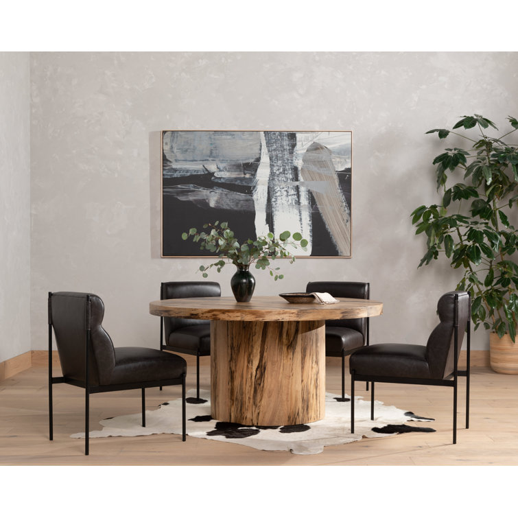Sleek Black Top-Grain Leather Upholstered Side Chair with Metal Frame
