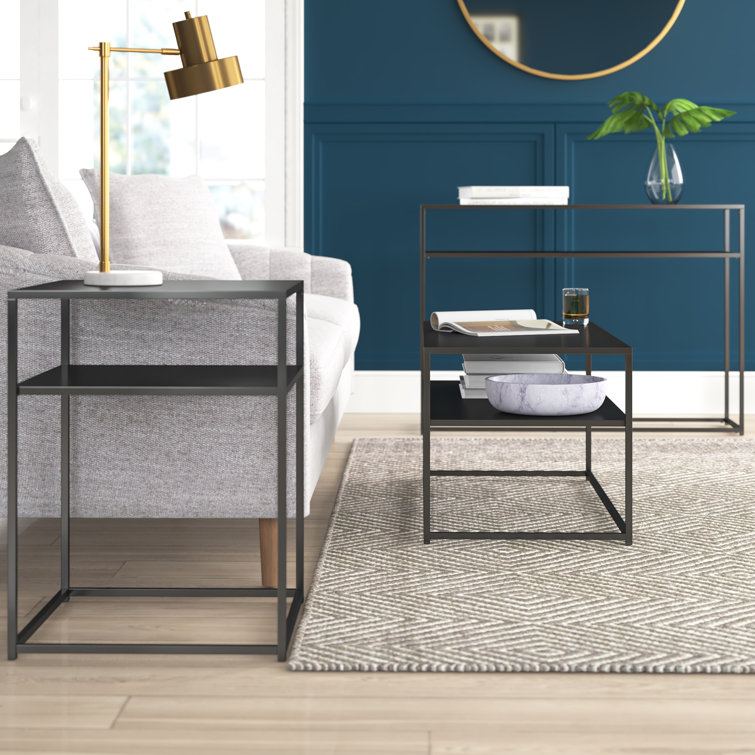 Braxton 3-Piece Matte Black Steel Coffee Table Set