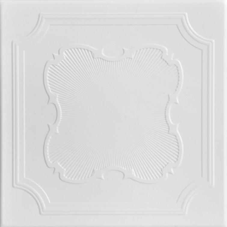 Coronado White Heron Faux Tin Glue-Up Ceiling Tile