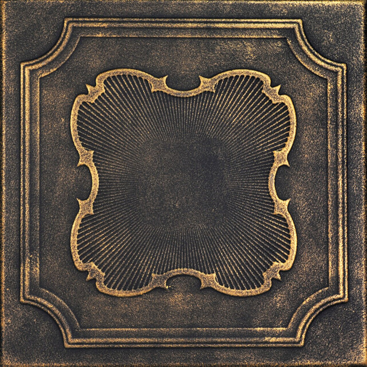 Coronado Black Gold Faux Tin Glue-Up Ceiling Tile