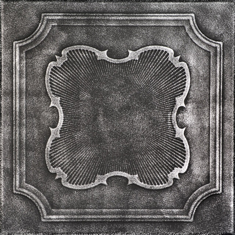 Coronado Black Silver Faux Tin Glue-Up Ceiling Tile